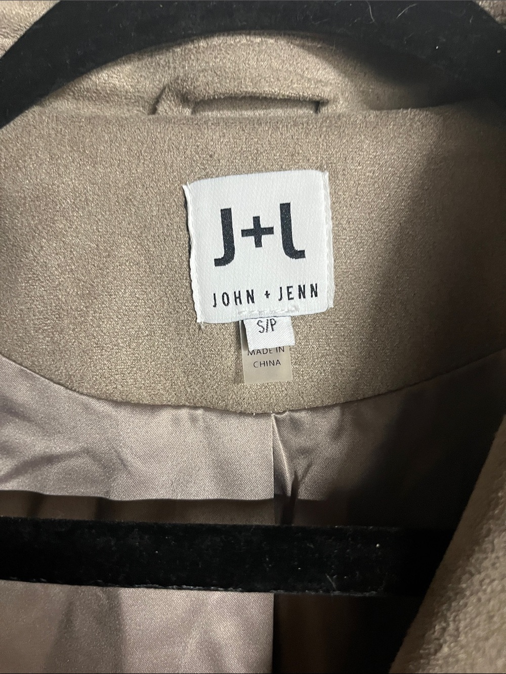 John + Jenn Taupe Faux Suede Moto Jacket - Women's Cropped Biker - Picture 3 of 8
